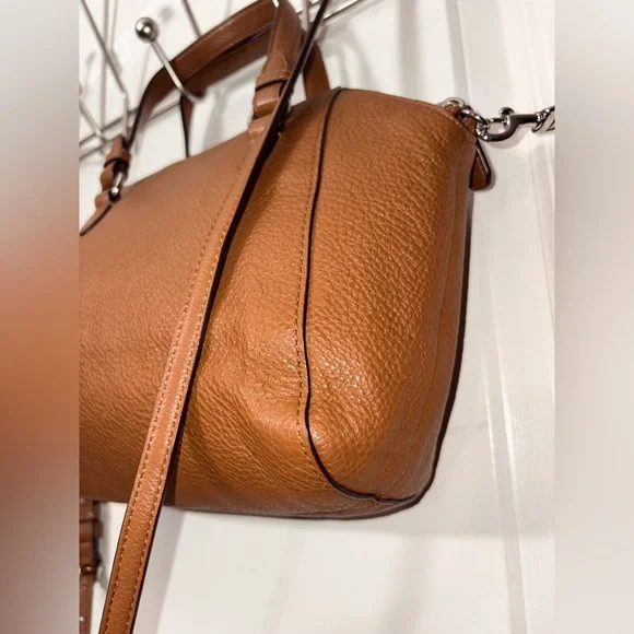 Coach Pebbled Leather Structured Satchel Crossbody Brown - Picture 7 of 12